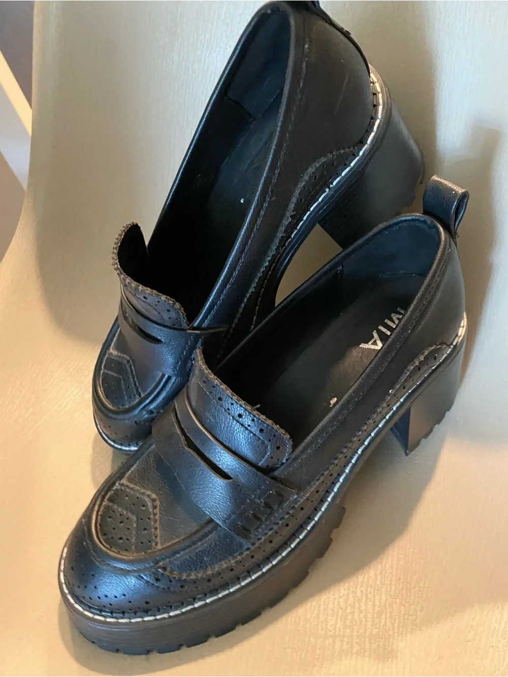 MIA Deena y2k Round Toe Platform Lug Sole Loafers BLACK Size 8.5m